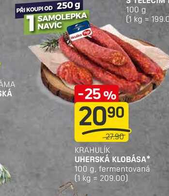 UHERSKÁ KLOBÁSA 100 g, fermentovaná