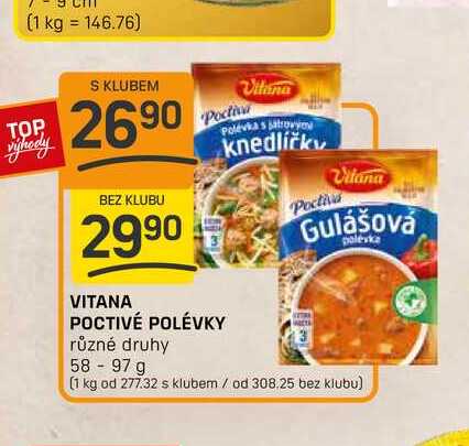 VITANA POCTIVÉ POLÉVKY různé druhy 58-97 g