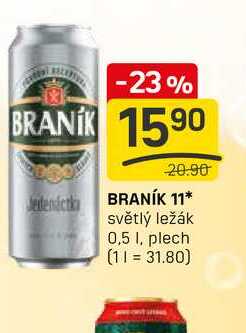 BRANÍK 11 světlý ležák 0,5l, plech 