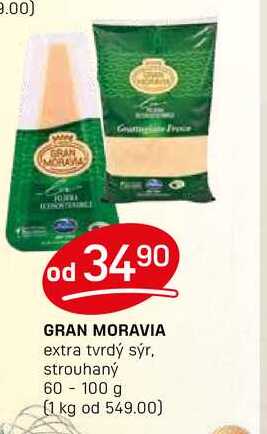 GRAN MORAVIA extra tvrdý sýr, strouhaný 60-100 g