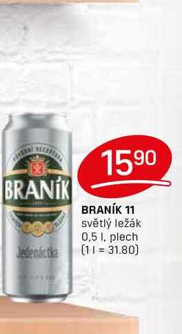BRANÍK 11 světlý ležák 0,5l, plech