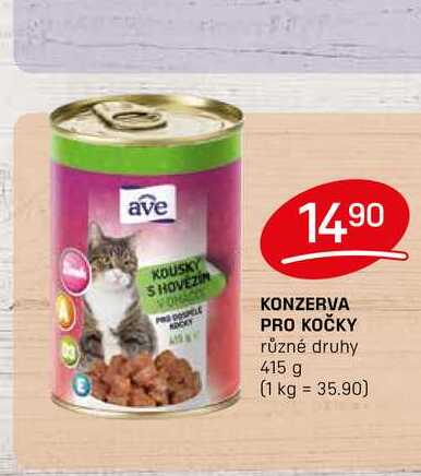 KONZERVA PRO KOČKY různé druhy 415 g