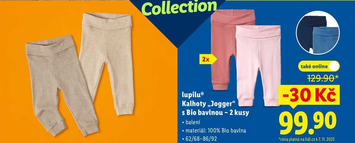 lupilu Kalhoty ,,Jogger" s Bio bavlnou - 2 kusy 