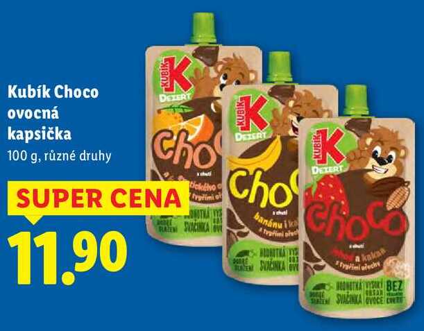 Kubík Choco ovocná kapsička, 100 g