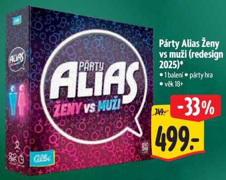 Párty Alias Ženy vs muži (redesign 2025)