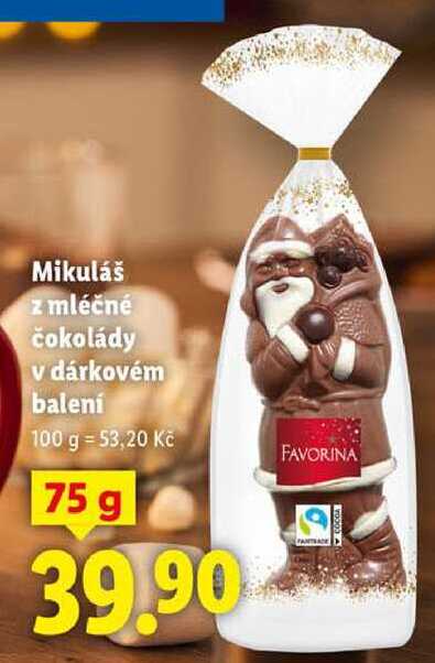 Mikuláš z mléčné čokolády v dárkovém balení, 75 g