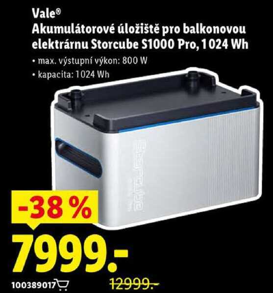 Vale Akumulátorové úložiště pro balkonovou elektrárnu Storcube S1000 Pro, 1024 Wh