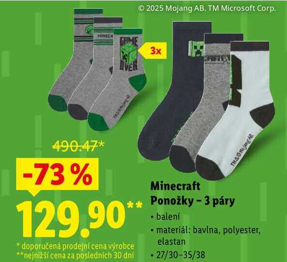 Minecraft Ponožky-3 páry