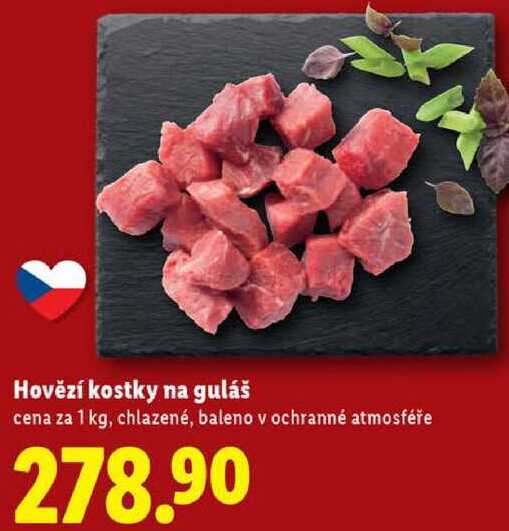 Hovězí kostky na guláš, cena za 1 kg
