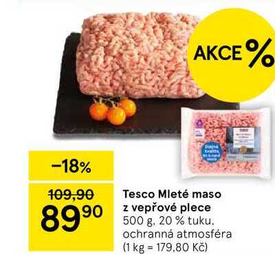 Tesco Mleté maso z vepřové plece, 500 g, 20 % tuku