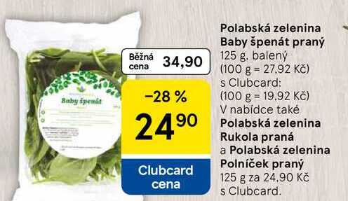 Polabská zelenina Baby špenát praný, 125 g, balený  