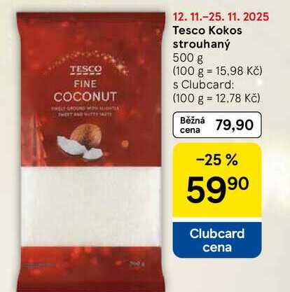 Tesco Kokos strouhaný, 500 g  