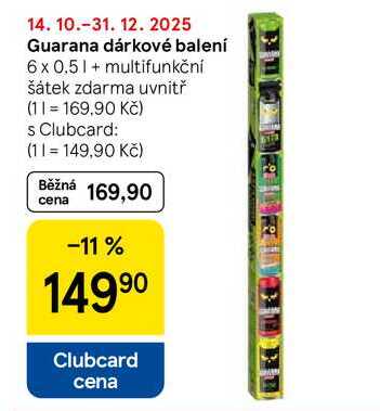 Guarana dárkové balení, 6 x 0.5 l + multifunkční šátek zdarma uvnitř  