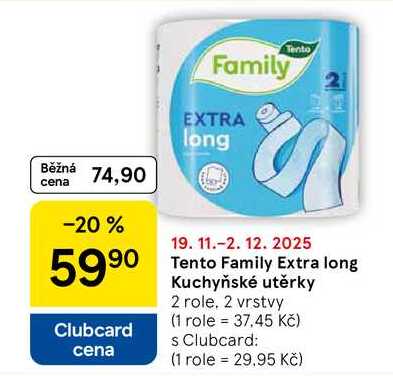 Tento Family Extra long Kuchyňské utěrky, 2 role, 2 vrstvy 