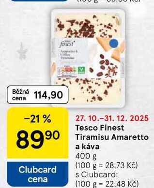 Tesco Finest Tiramisu Amaretto a káva, 400 g 