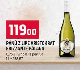 PÁNŮ Z LIPÉ ARISTOKRAT FRIZZANTE PÁLAVA 0,75 l