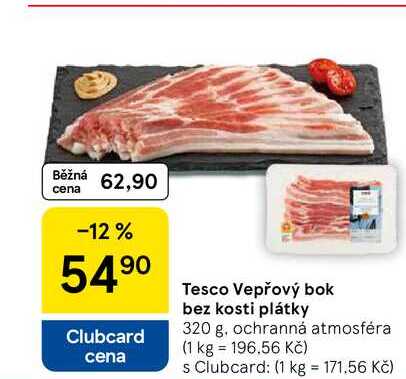Tesco Vepřový bok bez kosti plátky, 320 g 