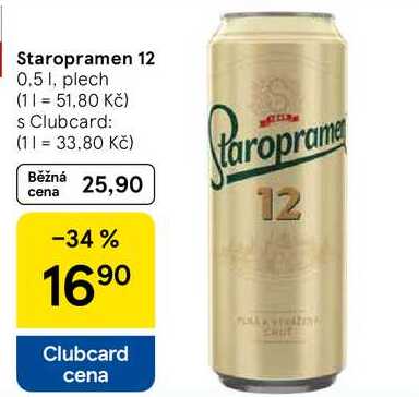 Staropramen 12, 0.5 I, plech 