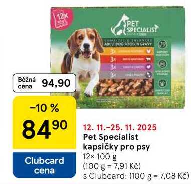 Pet Specialist kapsičky pro psy, 12× 100 g 