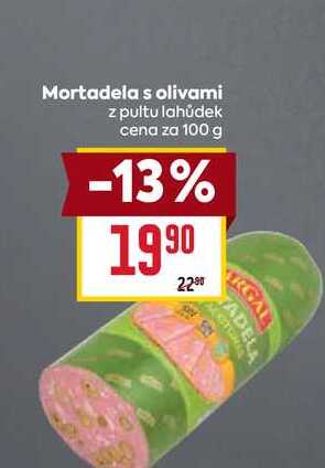 Mortadela s olivami z pultu lahůdek cena za 100 g 