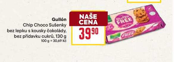 Gullón Chip Choco Sušenky bez lepku s kousky čokolády, bez přídavku cukrů, 130 g