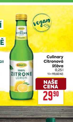 Culinary Citronová šťáva 0,25l