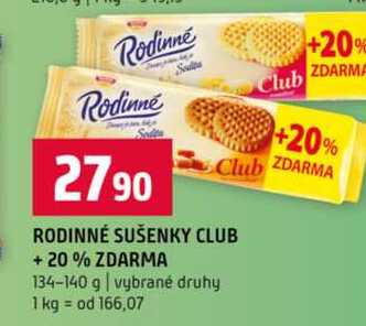 RODINNÉ SUŠENKY CLUB +20% ZDARMA 134-140 g vybrané druhy 