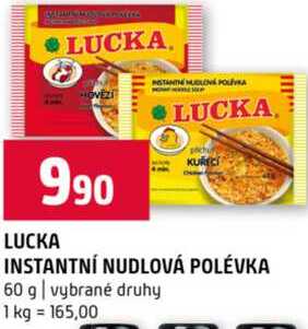 LUCKA KUŘEC INSTANTNÍ NUDLOVÁ POLÉVKA 60 g vybrané druhy