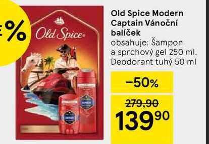 Old Spice Old Spice Modern Captain Vánoční balíček obsahuje: Šampon a sprchový gel 250 ml. Deodorant tuhý 50 ml  