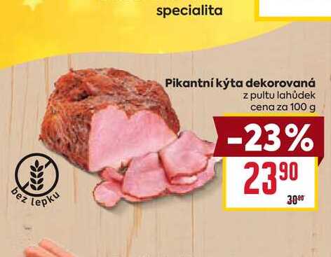 Pikantní kýta dekorovaná z pultu lahůdek cena za 100 g