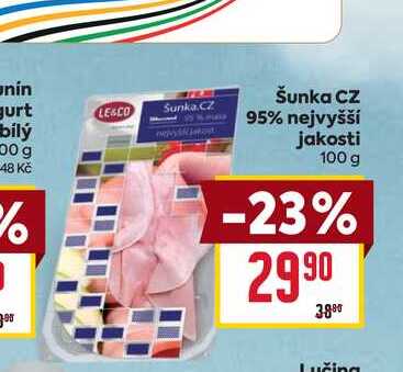 Šunka CZ 95% nejvyšší jakosti 100 g