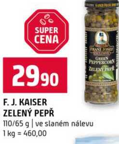 F. J. KAISER ZELENÝ PEPŘ 110/65 g ve slaném nálevu