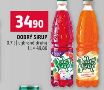 DOBRÝ SIRUP 0,7l vybrané druhy