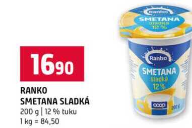 RANKO SMETANA SLADKÁ 200 g 12% tuku 