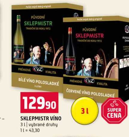 SKLEPMISTR VÍNO 3l vybrané druhy