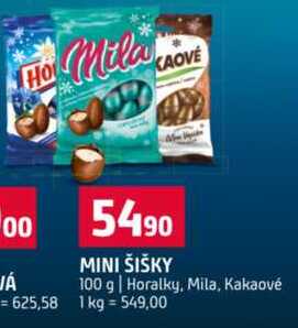 MINI ŠIŠKY 100 g Horalky, Mila, Kakaové 