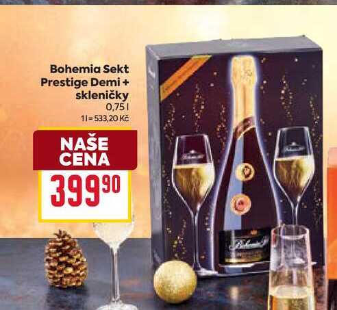 Bohemia Sekt Prestige Demi + skleničky 0,75l