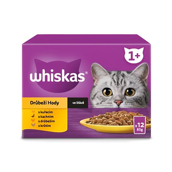 Whiskas Kapsičky drůbeží výběr ve šťávě pro dospělé kočky 12x85g
