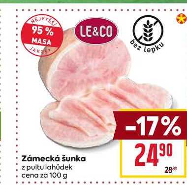 Zámecká šunka z pultu lahůdek cena za 100 g