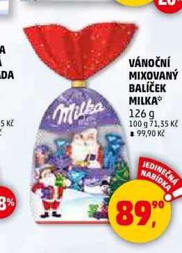 VÁNOČNÍ MIXOVANÝ BALÍČEK MILKA, 126 g