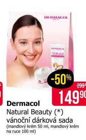 Dermacol Natural Beauty vánoční dárková sada (mandlový krém 50 ml, mandlový krém na ruce 100 ml)