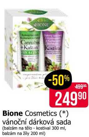 Bione Cosmetics vánoční dárková sada (balzám na tělo - kostival 300 ml, balzám na žíly 200 ml)
