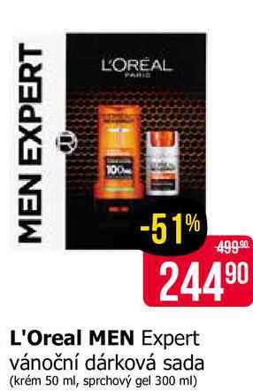 L'Oreal MEN Expert vánoční dárková sada (krém 50 ml, sprchový gel 300 ml) 