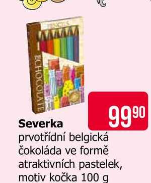 Severka prvotřídní belgická čokoláda ve formě atraktivních pastelek, motiv kočka 100 g 