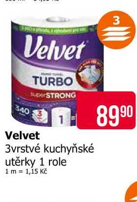 Velvet 3vrstvé kuchyňské utěrky 1 role