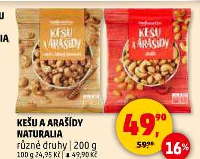 KEŠU A ARAŠÍDY NATURALIA, 200 g 