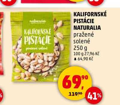 KALIFORNSKÉ PISTÁCIE NATURALIA pražené solené, 250 g