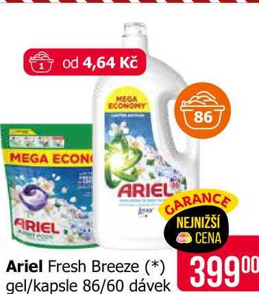 Ariel Fresh Breeze gel/kapsle 86/60 dávek 
