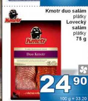 Kmotr duo salám plátky Lovecký salám plátky 75 g
