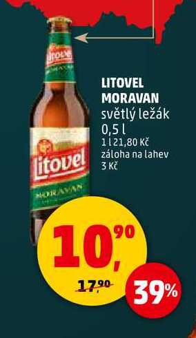 LITOVEL MORAVAN světlý ležák, 0,5 l